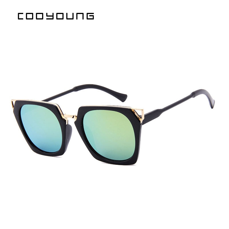 COOYOUNG Hot Sale Fashion Sunglasses Women Classic Brand Designer Female Coating Mirror Flat Panel Lens Sun Glasses UV400