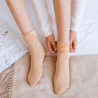 Men Women Socks Winter Warm Snow Socks Thickened Socks Add Velvet Solid Lolita Dew Ankle Bare Leg Happy Fun Harajuku Kawai Sox