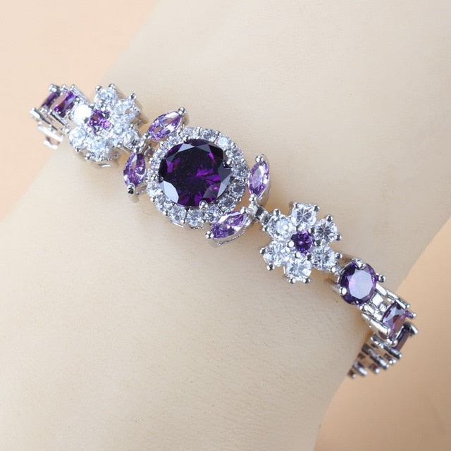 925 Mark Dubai Bridal Costume Jewelry AAA+ Quality Red Garnet Wedding Bracelet For Women Gift Free Shipping